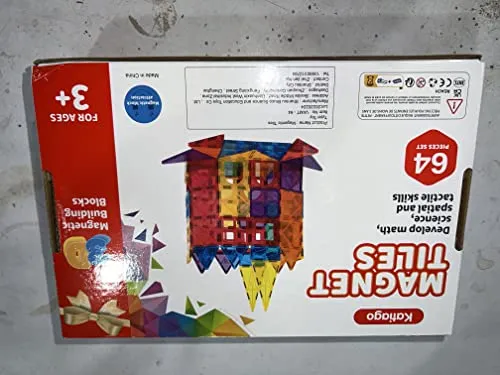 Katiago Costruzioni Magnetici 64 Pezzi 3D Educativo Blocchi Magneti Set Giocattoli per Bambini STEMS Creatività Montessori per 3+ Anni Ragazzi
