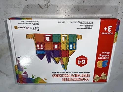 Katiago Costruzioni Magnetici 64 Pezzi 3D Educativo Blocchi Magneti Set Giocattoli per Bambini STEMS Creatività Montessori per 3+ Anni Ragazzi