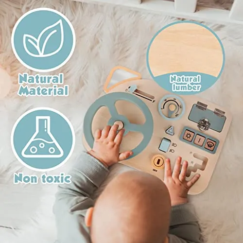 Vanplay Giochi Montessori Busy Board Volante Giocattolo Pannello Sensoriale Bambini Montessori Educativi Giochi in Legno per Bambini 1 2 3 4 Anni
