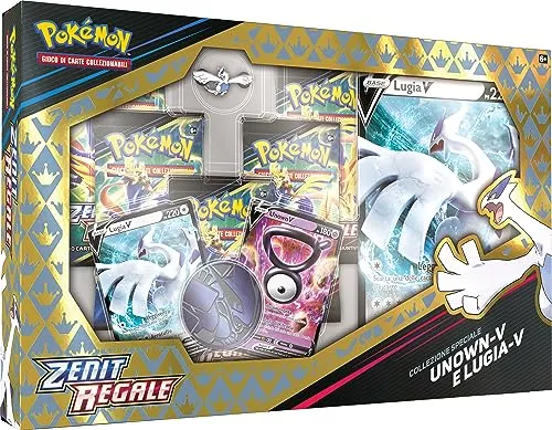 Pokémon- Collezione Speciale Unown-V e Lugia-V Zenit Regale del GCC (Due Carte promozionali olografiche, Una Carta Gigante e Cinque Buste di espansione), Edizione in Italiano, Colore, 290-60277