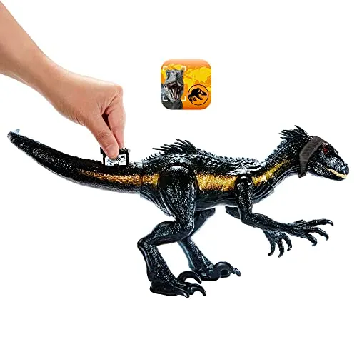 Jurassic World - Indoraptor Dinosauro Cerca e Attacca con attrezzatura di tracciamento e 3 funzionalità di attacco, Giocattolo per Bambini 4+ Anni, HKY12