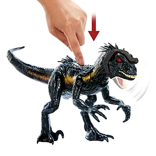 Jurassic World - Indoraptor Dinosauro Cerca e Attacca con attrezzatura di tracciamento e 3 funzionalità di attacco, Giocattolo per Bambini 4+ Anni, HKY12