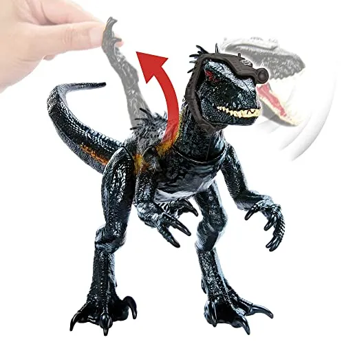 Jurassic World - Indoraptor Dinosauro Cerca e Attacca con attrezzatura di tracciamento e 3 funzionalità di attacco, Giocattolo per Bambini 4+ Anni, HKY12