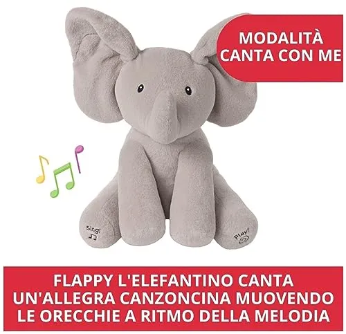 GUND Flappy Elefantino Peluche Interattivo | Canta e parla in Italiano | Muove le orecchie | Peluche di 30.5 cm | Peluche per bambini da 10 Mesi