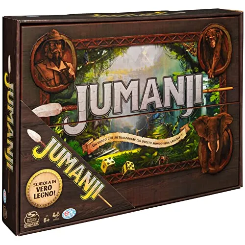 Spin Master Games EDITRICE Giochi - Jumanji - Jumanji Classico - Gioco da Tavolo in Legno - Gioco in Scatola d'avventura, per Adulti e Bambini - Board Game da 2 a 4 Giocatori - per sfide in Famiglia