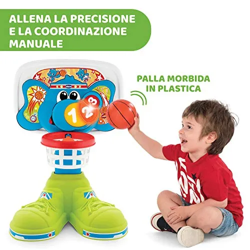 Chicco Basket League Canestro per Bambini Elettronico, da Camera con Effetti Sonori e Luminosi, Altezza Regolabile, Palla Leggera Inclusa - Giochi Bambini 18 Mesi - 5 Anni