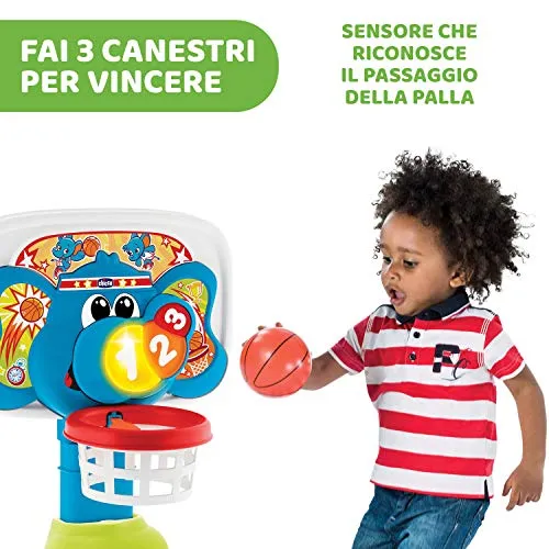 Chicco Basket League Canestro per Bambini Elettronico, da Camera con Effetti Sonori e Luminosi, Altezza Regolabile, Palla Leggera Inclusa - Giochi Bambini 18 Mesi - 5 Anni