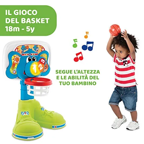 Chicco Basket League Canestro per Bambini Elettronico, da Camera con Effetti Sonori e Luminosi, Altezza Regolabile, Palla Leggera Inclusa - Giochi Bambini 18 Mesi - 5 Anni