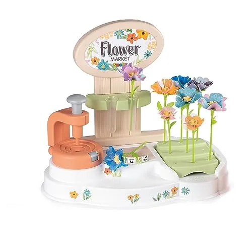 Smoby - Flower Market, il Laboratorio dei Fiori, 7600350407, +3 Anni, Crea i Tuoi Fiori, 104 Accessori, Made in France