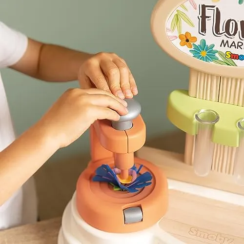 Smoby - Flower Market, il Laboratorio dei Fiori, 7600350407, +3 Anni, Crea i Tuoi Fiori, 104 Accessori, Made in France