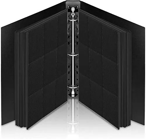 Lictin Raccoglitore Carte Maniche 540 Tasche (Nero)-Album trasparente impermeabile con 540 tasche per carte da gioco - 30 pagina nera raccolta carta libro