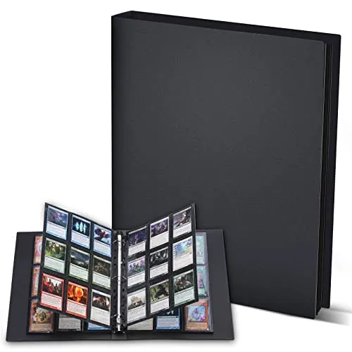 Lictin Raccoglitore Carte Maniche 540 Tasche (Nero)-Album trasparente impermeabile con 540 tasche per carte da gioco - 30 pagina nera raccolta carta libro