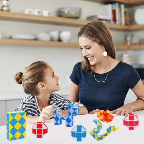 GOLDGE 24 Pack Mini Serpente Magico, 24 Blocchi Giocattolo Twist Cubo Puzzle Gadget Bambini Regalini Fine Festa Compleanno per Ragazzi