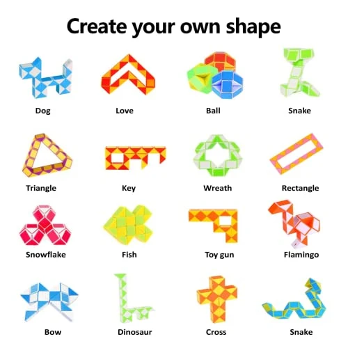GOLDGE 24 Pack Mini Serpente Magico, 24 Blocchi Giocattolo Twist Cubo Puzzle Gadget Bambini Regalini Fine Festa Compleanno per Ragazzi