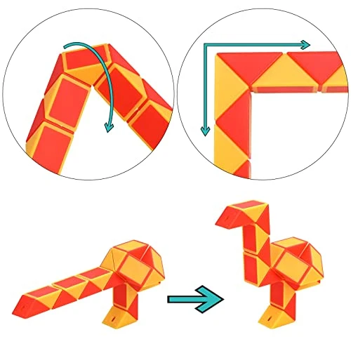 GOLDGE 24 Pack Mini Serpente Magico, 24 Blocchi Giocattolo Twist Cubo Puzzle Gadget Bambini Regalini Fine Festa Compleanno per Ragazzi