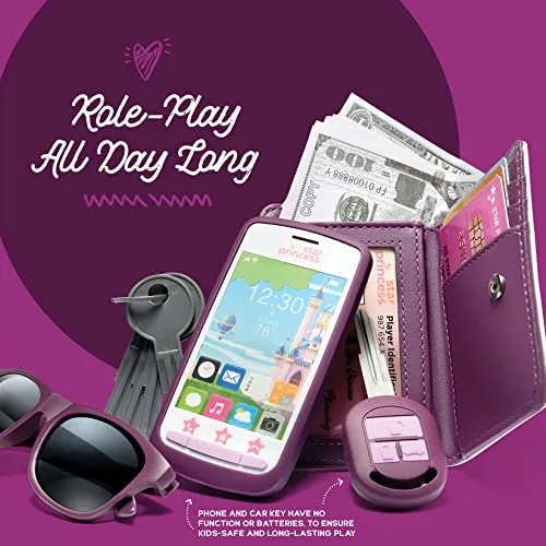 Borsetta per Bambine con Accessori e Trucchi Giocattolo - La Mia Prima Borsa Set con Borsetta, Telefono, Portafogli, Gioco di Ruolo Trucchi e Altro per Bambine dai 3 Anni, Idea Regalo per Bambine