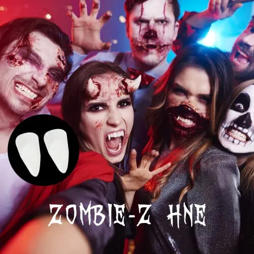 FURTIME Halloween Sangue Finto, 60ml Sangue Artificiale Fresco, 60ml Sangue Finto Rosso Scuro, Denti da Zombi, 30 Tatuaggi Temporanei per Cicatrici, Trucco per Cicatrici da Vampiro di Halloween