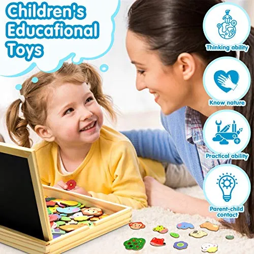 Jojoin 110 PCS Puzzle Magnetico Legno - Lavagna Animali Giocattolo per Bambini - Giochi Montessori - Educativi Puzzle Regalo Bambini Bambino 2 3 Anni