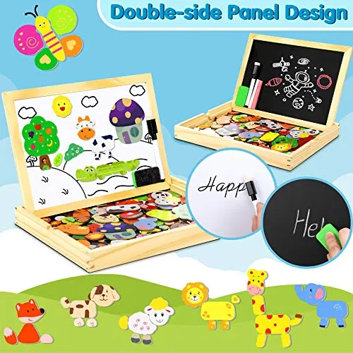 Jojoin 110 PCS Puzzle Magnetico Legno - Lavagna Animali Giocattolo per Bambini - Giochi Montessori - Educativi Puzzle Regalo Bambini Bambino 2 3 Anni