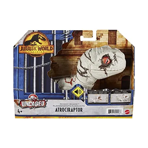 Jurassic World - Dominion Creature Ruggenti, Action Figure Dinosauro Atrociraptor, con movimenti e Suoni interattivi Che Si attivano al Tocco, Giocattolo e Regalo per Bambini 4+ Anni, GWY57