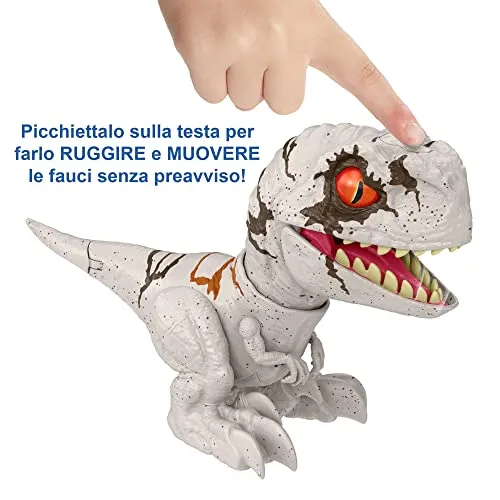 Jurassic World - Dominion Creature Ruggenti, Action Figure Dinosauro Atrociraptor, con movimenti e Suoni interattivi Che Si attivano al Tocco, Giocattolo e Regalo per Bambini 4+ Anni, GWY57