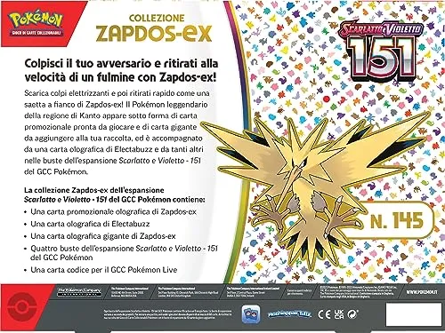 Pokémon Collezione Zapdos-ex dell’espansione Scarlatto e Violetto-151 del GCC, edizione in italiano, 290-60362