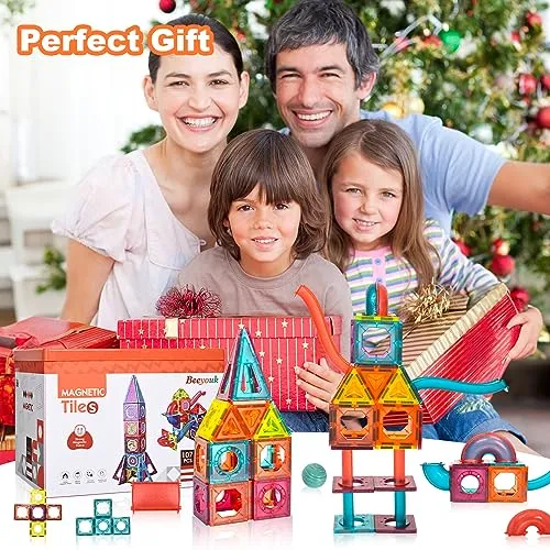 Beeyouk Giocattoli di Costruzioni Magnetici, 107 Pezzi Set di Costruzione,Regalo di Giochi di Costruzione Magnetici 3D a Tubi per Bambini di 3 4 5 6 7 8