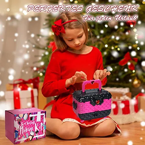 Valigetta Trucchi Bambina Giochi Bambina - Sicuro e lavabile trucchi bambina anallergici, Borsa set trucchi bambina reale, Principessa Compleanno regalo bambina 4 5 6 7 8 9 anni (Rosa)