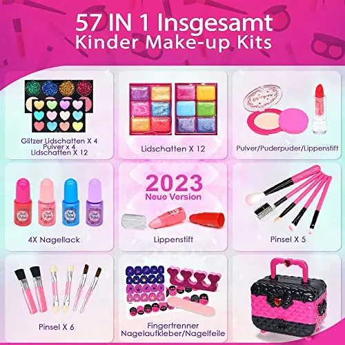 Valigetta Trucchi Bambina Giochi Bambina - Sicuro e lavabile trucchi bambina anallergici, Borsa set trucchi bambina reale, Principessa Compleanno regalo bambina 4 5 6 7 8 9 anni (Rosa)