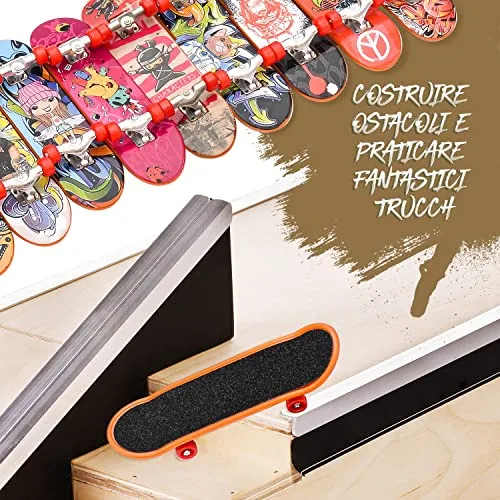Magicat 12 skateboard da dito I Giochi di dita per ragazzi e ragazze I Mini giocattolo per bambini di compleanno, regali di natale e pasqua I Finger board con diversi disegni