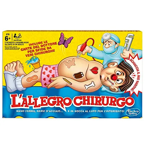 Hasbro Gaming L'Allegro Chirurgo, Gioco In Scatola, dai 6 Anni in Su, Multicolore, 39 x 4 x 24.1 cm
