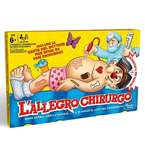 Hasbro Gaming L'Allegro Chirurgo, Gioco In Scatola, dai 6 Anni in Su, Multicolore, 39 x 4 x 24.1 cm