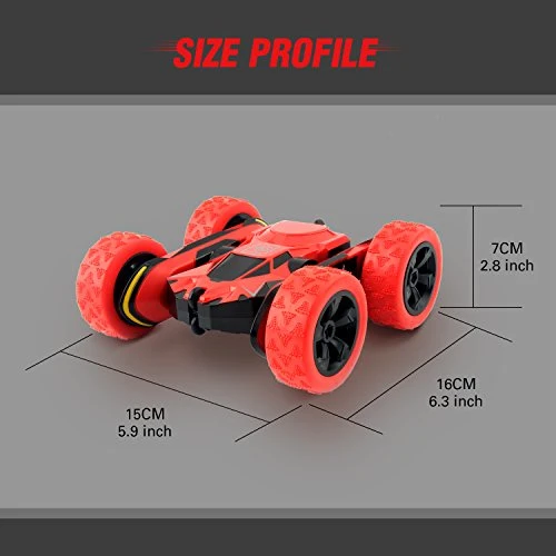 Macchina Telecomandata, 4WD RC Auto Telecomando 360° Rotazione Acrobatica RC Stunt Car Telecomandate 1:28 / 2.4GHZ Macchina Radiocomandata per Bambini Giocattoli Regalo- Rosso (Batteria Non Inclusa)