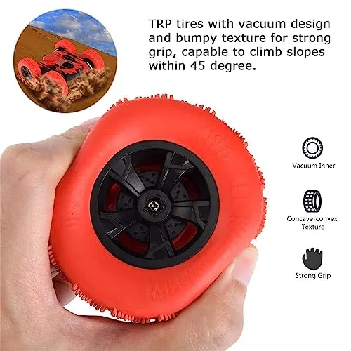 Macchina Telecomandata, 4WD RC Auto Telecomando 360° Rotazione Acrobatica RC Stunt Car Telecomandate 1:28 / 2.4GHZ Macchina Radiocomandata per Bambini Giocattoli Regalo- Rosso (Batteria Non Inclusa)