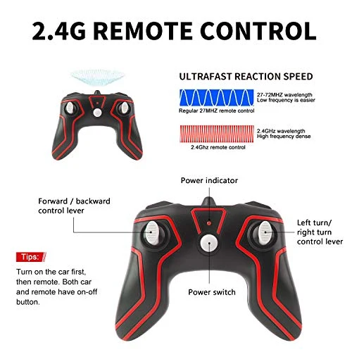 Macchina Telecomandata, 4WD RC Auto Telecomando 360° Rotazione Acrobatica RC Stunt Car Telecomandate 1:28 / 2.4GHZ Macchina Radiocomandata per Bambini Giocattoli Regalo- Rosso (Batteria Non Inclusa)