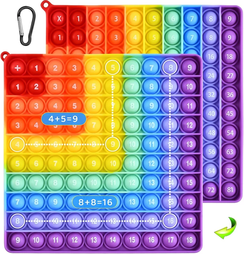 Pop it 10x10 con Il Numero,l’arcobaleno popit Gioco,poppit Giocattoli per ridurre lo stress dei bambini e degli adulti,Grande Quadrato Fidget Toys,Gigante da 100 pupit,da Fidget Toys Set (100 pupit)
