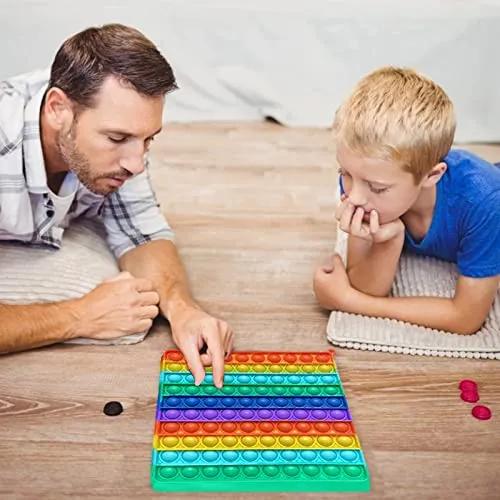Pop it 10x10 con Il Numero,l’arcobaleno popit Gioco,poppit Giocattoli per ridurre lo stress dei bambini e degli adulti,Grande Quadrato Fidget Toys,Gigante da 100 pupit,da Fidget Toys Set (100 pupit)