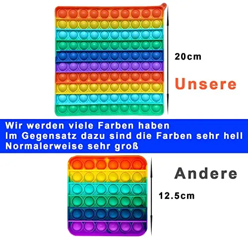 Pop it 10x10 con Il Numero,l’arcobaleno popit Gioco,poppit Giocattoli per ridurre lo stress dei bambini e degli adulti,Grande Quadrato Fidget Toys,Gigante da 100 pupit,da Fidget Toys Set (100 pupit)