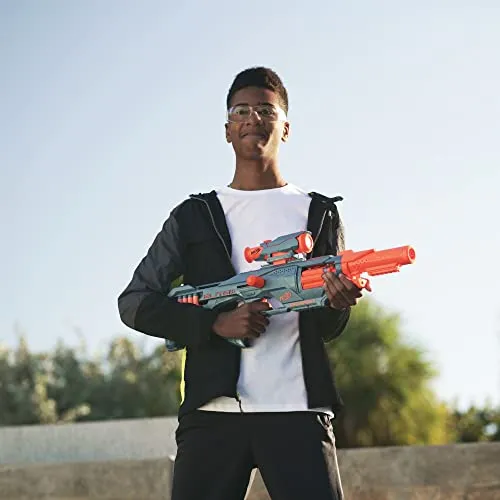 Nerf Elite 2.0, blaster Eaglepoint RD-8, tamburo da 8 dardi, mirino e canna staccabili, 16 dardi Nerf, azione a tiretto