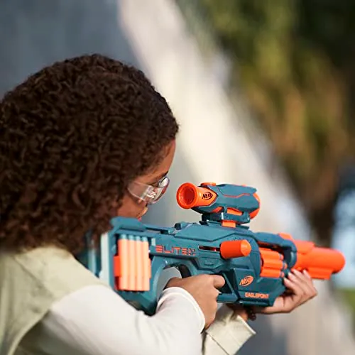 Nerf Elite 2.0, blaster Eaglepoint RD-8, tamburo da 8 dardi, mirino e canna staccabili, 16 dardi Nerf, azione a tiretto