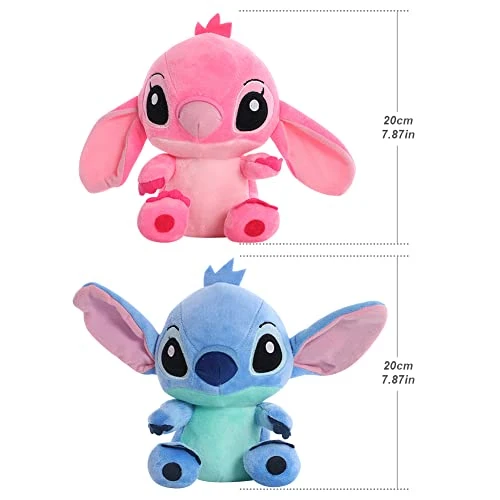 BESTZY 2pcs Stitch Giocattoli di Peluche Stitch Peluche Doll Simpatici Giocattoli di Peluche Bambole Peluche per Bambini Ragazzi e Ragazze Regali di Compleanno per Bambini 20cm