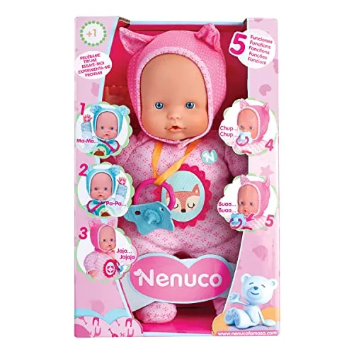 Nenuco Soft - 5 Funzioni, Come Un Vero Bimbo: Piange, Ride Dice Mamma e Papà, Fa I Suoni Del Ciuccio E Può Mettere Il Dito In Bocca , Rosa, Famosa, 700014781