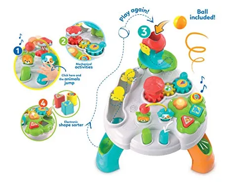 Clementoni - Baby - Tavolo Happy Park - Tavolino Multiattività Parco degli Animali, Gioco Interattivo per Bambini 12+ Mesi, 17300