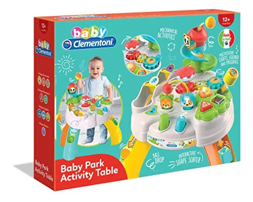 Clementoni - Baby - Tavolo Happy Park - Tavolino Multiattività Parco degli Animali, Gioco Interattivo per Bambini 12+ Mesi, 17300
