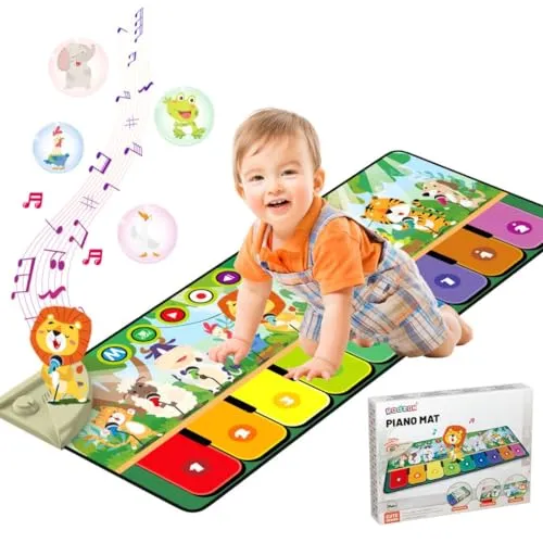 Tappetino Musicale per Bambini,Tappetino per Pianoforte,Tappetino da Ballo per Bambini con10 animali,Tappetino Musicale per Bambini,Regali Compleanno per Ragazzi Ragazze 1 2 3 4 5 6 Regalo Natale