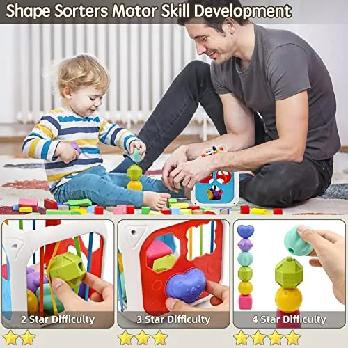 Giochi Bambini 1 2 Anno, 7 in 1 Montessori Sensoriali Giocattoli 6 9 18 Mesi Educativi Cubo di Attività Selezionatore di Forme, Motor Skill Development Compleanno Regalo