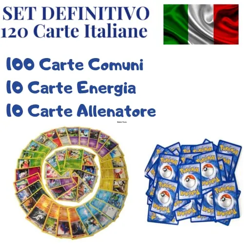 ABDA 120 Carte Pokemon Originali Italiane Assortite - Include alcune abda Sleeves (Bustine) Protettive