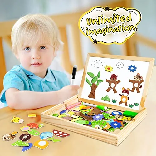 COOLJOY Giochi Montessori 2 Anni | Puzzle Magnetico Giochi Bambini 2 3 4 Anni | Animali Lavagna Magnetica per Bambini | Puzzle Regalo Bambino-Bambina 3 Anni