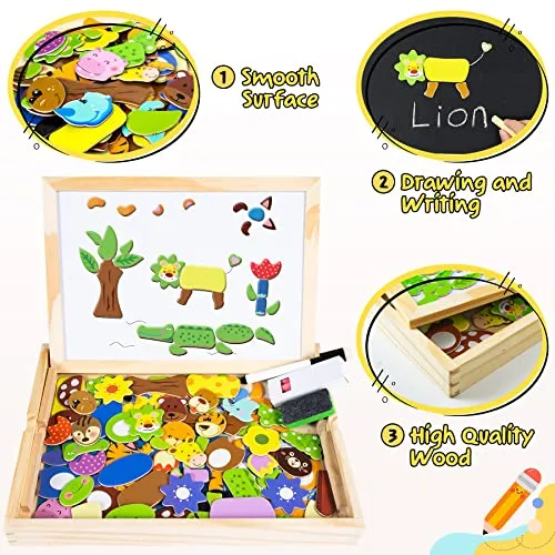 COOLJOY Giochi Montessori 2 Anni | Puzzle Magnetico Giochi Bambini 2 3 4 Anni | Animali Lavagna Magnetica per Bambini | Puzzle Regalo Bambino-Bambina 3 Anni