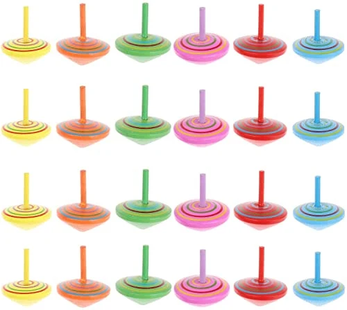 Annhao 30 Pezzi Mini Trottole, in Legno creativi Gadget compleanno, per bambini di 3-7 anni (Colore Casuale)